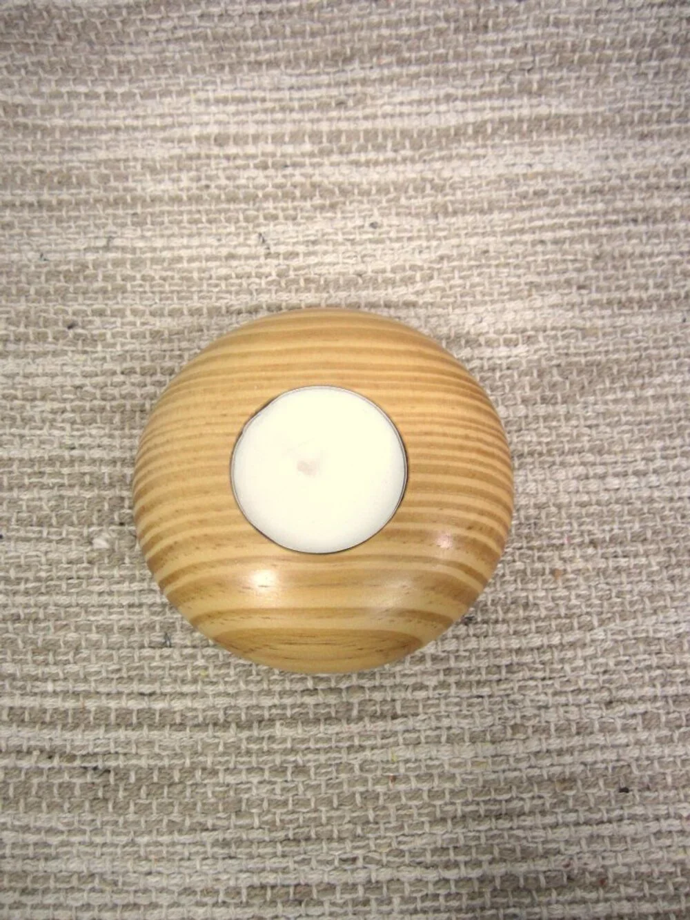 NEW Turned Wood Tea Light Candle Holder Contemporary Rustic Cabin Round